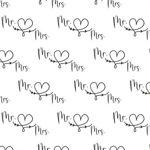 Vista 8 de RUSPEPA - Rollo de papel para envolver regalos de boda, mini rollo, diseño en blanco y negro de Sr. y Sra. con patrón de corazón y flecha, papel