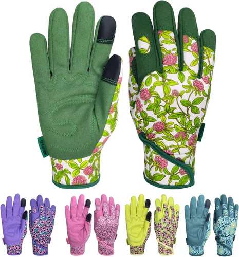 Vista 35 de Guantes de jardinería a prueba de espinas y resistentes a pinchazos con agarre, guante de jardín para mujer, regalos de cuero para trabajo