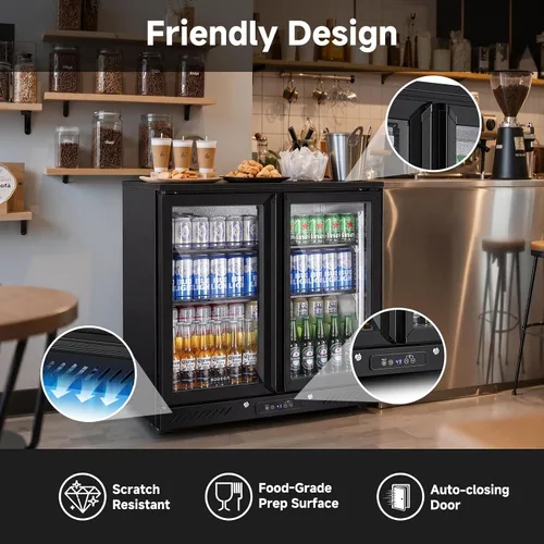 Vista 3 de BODEGA COOLER - Enfriador de barra trasera de 2 puertas, refrigerador comercial de bebidas de 7.4 pies cúbicos, refrigerador de bebidas debajo