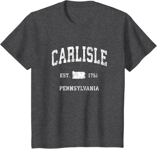 Vista 21 de Carlisle Pennsylvania PA - Camiseta deportiva vintage con diseño deportivo, Negro, S