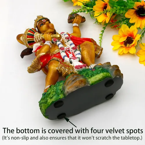 Vista 4 de alikiki Estatua de Hanuman volador de Dios hindú – 9.2 pulgadas de alto Jayanti Murti Pooja Diwali regalo para amigo indio, familia, altar puja