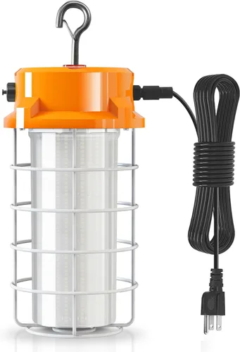Vista 7 de RIUVAO Luz de trabajo temporal de 80W LED 12000lm 5000K luz diurna blanca portátil colgante iluminación de construcción llevó alta luz de la bahía
