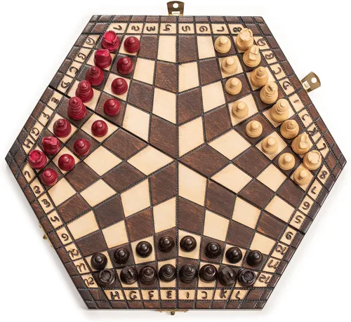 Vista 3 de Ajedréz de madera para tres jugadores, 11 pulgadas