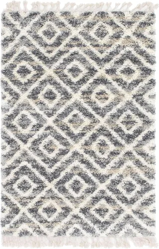 Vista 8 de Unique Loom Hygge Shag Collection - Alfombra de área de diamante (4 pies 1 pulgada x 6 pies 1 pulgada, rectangular, gris/beige)