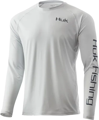 Vista 2 de HUK Camiseta de pesca de manga larga con protección solar para hombre Vc Pursuit Pescado de hueso - Glaciar