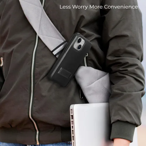 Vista 9 de MOTIVE Funda para iPhone 15 con clip para cinturón, magnética compatible con MagSafe, combo de funda de carcasa a prueba de golpes, funda para Negro