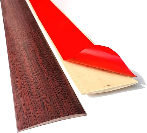 Vista 10 de Tira de transición de piso, tiras de cubierta de suelo de transición autoadhesivas, diseño de grano de madera cortable, tira divisora plana de piso