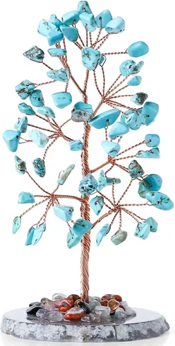 Vista 8 de DUQGUHO Árbol de cristal de cuarzo rosa, decoración rosa de cristal curativo, decoración de árbol de piedra preciosa de reiki de la suerte, regalos