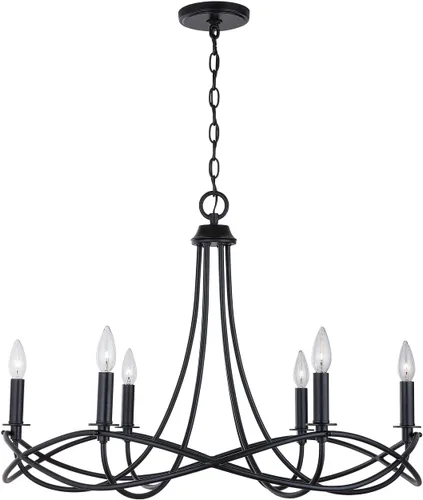 Vista 6 de Capital Lighting 431661MB Sonnet - Candelabro con marco de metal, 6 luces, 360 vatios totales, 22 pulgadas de alto x 30 pulgadas de ancho, negro mate
