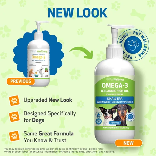 Vista 2 de Pet Wellbeing Aceite de pescado islandés omega-3 para perros, pescado salvaje, agua fría, piel y pelaje saludables, salud y movilidad