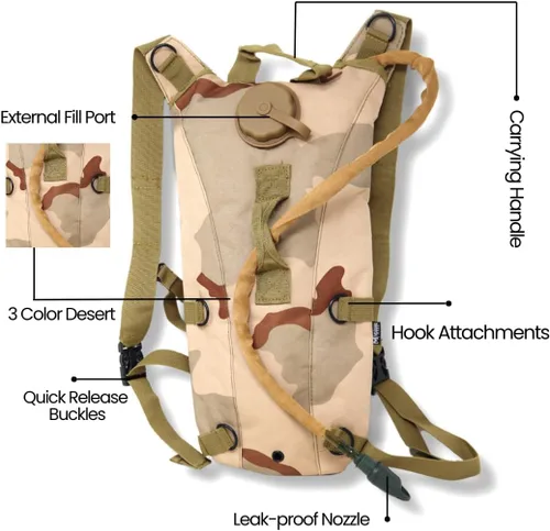 Vista 5 de M MCGUIRE GEAR Hydration Backpack, with 3L/100 oz. Hydration Pack, Water-Resistant Nylon Hiking Pack with Water Bladder for Running, Cycling, and