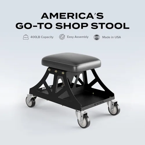 Vista 3 de Vyper Low Pro - Taburete de garaje con asiento extraíble para mecánicos, automoción, bricolaje, silla de taller con ruedas de capacidad de 400