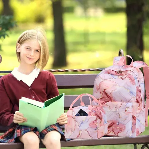 Vista 9 de Meisohua Mochila escolar para adolescentes, niñas, niños, mochila para escuela primaria, bolsa de libros para niños, mochila para el almuerzo