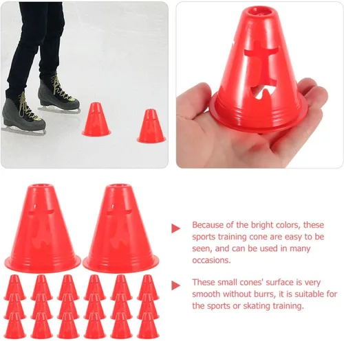 Vista 7 de ABOOFAN 20 conos pequeños de entrenamiento de agilidad para fútbol, fútbol, patinaje sobre ruedas, marcadores de plástico para taladros, carreras