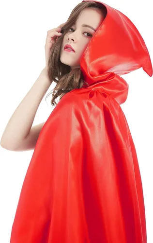 Vista 3 de Diffly Capa de satén con capucha de 59 pulgadas, unisex, capa de Halloween para mago de bruja diablo, Halloween, Navidad, cosplay