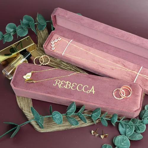 Vista 9 de Joyero personalizable para collar de terciopelo, estuche de joyería de viaje, organizador de joyas de viaje, joyero para mujeres y niñas, pequeño