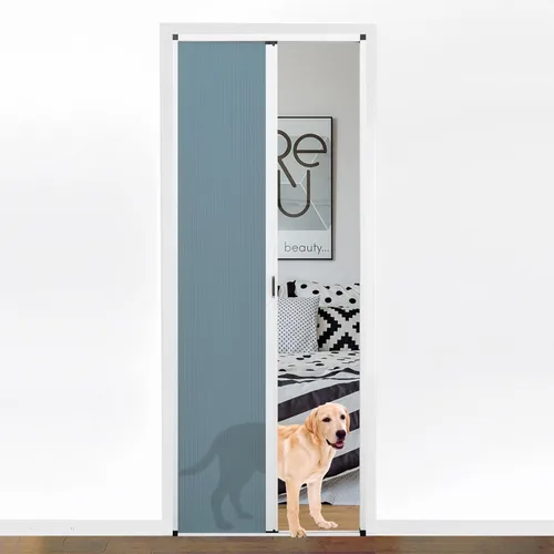 Vista 13 de MaKefeile Puerta celular plegable de acordeón sin perforaciones para puertas celulares, puertas correderas para dormitorios, pasillos, divisores
