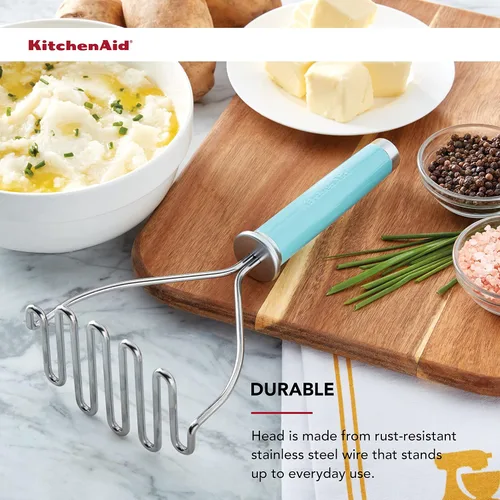Vista 11 de KitchenAid Gourmet Machacador de Alambre de Acero Inoxidable, 10.24 Pulgadas, Azul Aguamarina