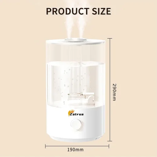 Vista 6 de Zatura Dual Spray Humidificador de gran capacidad 5l Humidificador de niebla de escritorio para el hogar Humidificador de hidratación Aire Máquina