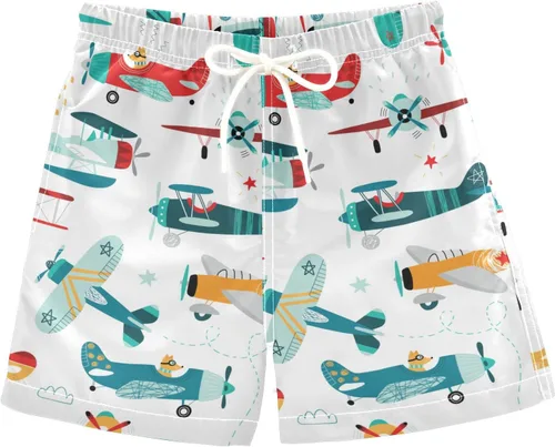 Vista 9 de Aflyko Pantalones cortos de baño para niños, traje de baño para niñas, traje de baño de playa de secado rápido para todo el día Multi- Azul Rojo