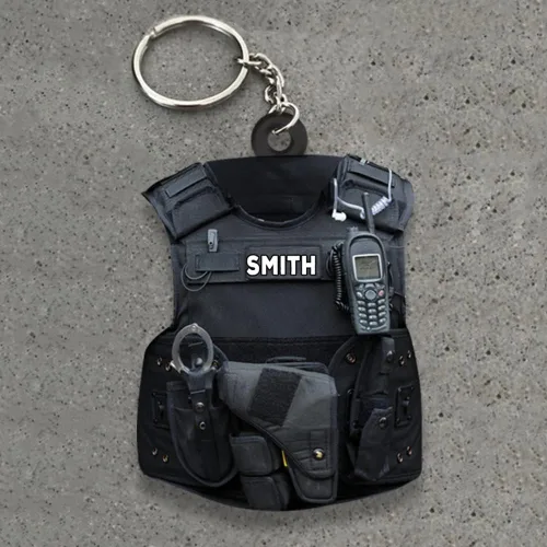 Vista 2 de Llavero personalizado para oficiales de policía, regalo de policía personalizado para él, llavero de policía personalizado, regalos de policía