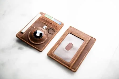 Vista 7 de Apple AirTag Clear ID Window Leather Wallet