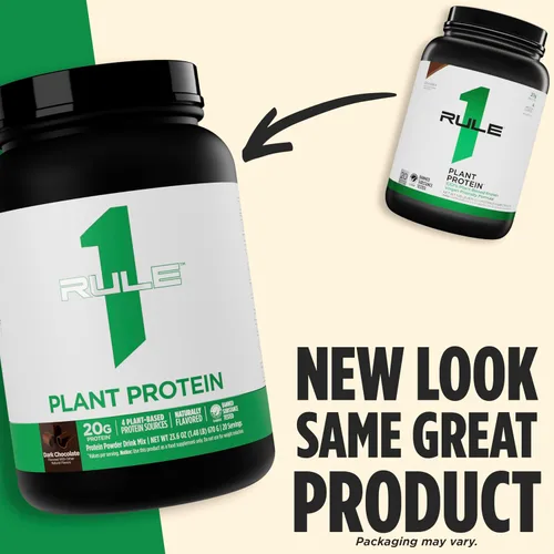 Vista 4 de Rule 1 Proteins Proteína vegetal, chocolate negro, 20 porciones Proteína en polvo vegana, sin gluten, sin lácteos y sin soja con 0.71 onzas