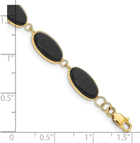 Vista 3 de Diamond2Deal 14k Yellow Gold Onyx 8.25in Bracelet For Women