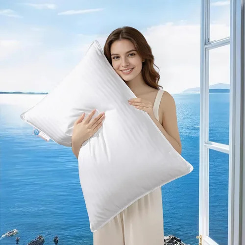 Vista 9 de Canadian Luxury Almohada de plumón de ganso tamaño estándar, poder de relleno 750, 100% algodón con funda de teflón - Almohadas de sueño de ultra