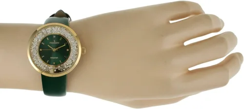 Vista 4 de Peugeot 3041SBK Reloj elegante, con correa negra fina, con diamantes auténticos y circonita cúbica, redondo y plateado, para mujer.
