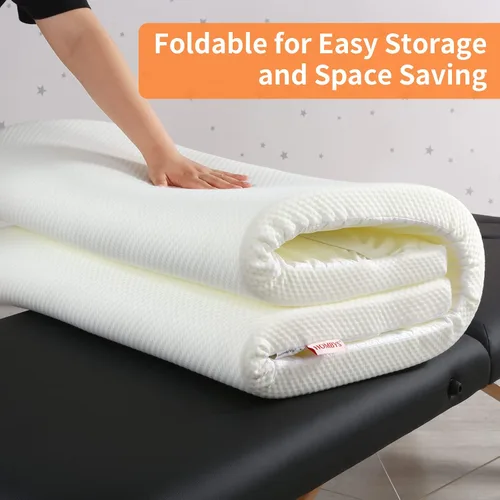 Vista 8 de HOMBYS Cubrecolchón de espuma viscoelástica con funda extraíble, cubrecolchón de mesa de masaje con bandas elásticas, solo cojín de cama