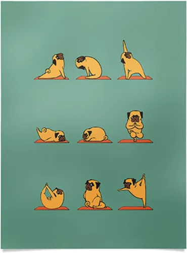 Vista 8 de Society6 Huebucket - Póster de yoga de bulldog inglés, 18 x 24 pulgadas, color azul Bulldog Inglés Yoga