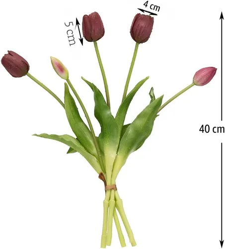 Vista 2 de DUYONE 15 flores de tulipanes artificiales, ramo de látex de tacto real, tulipanes falsos para oficina, boda, fiesta, hogar, cocina, jardín