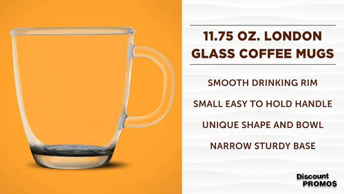 Vista 3 de DISCOUNT PROMOS London Glass Ceramic Mugs 11.75 oz. - Customizable Text, Logo - Drinkware, Coffee, C-handle - Black Custom – Black
