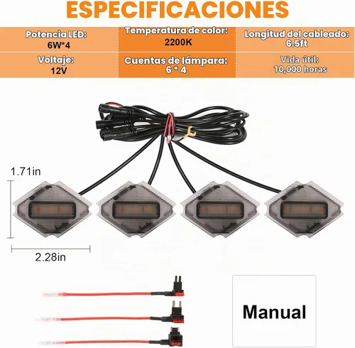 Vista 6 de Luces LED para parrilla para Nissan Frontier 2009-2021, 4 unidades, ámbar