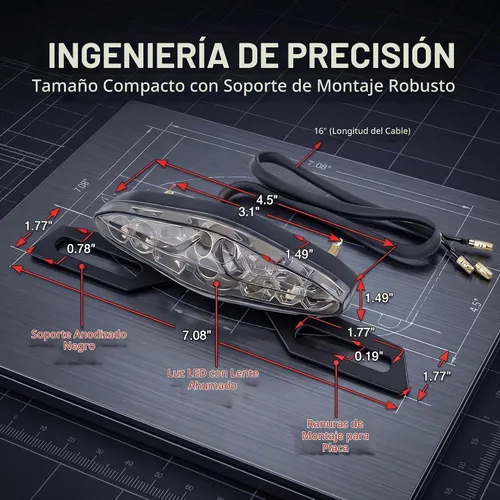 Vista 5 de Luz trasera universal de 15 ledes para motocicleta