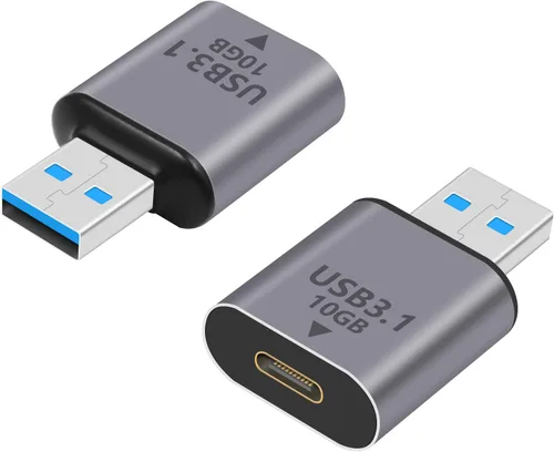 Vista 8 de Poyiccot Adaptador USB C a USB de 10 Gbps 3.1 Gen 2, (paquete de 1) USB C hembra a USB macho Adaptador de doble cara SuperSpeed Data Sync &
