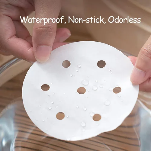 Vista 4 de 400 piezas de pequeños liners para vaporera de bambú, papel antiadherente mini para bollos al vapor y dumplings (10 cm)