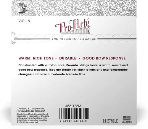 Vista 3 de D'Addario J56 1/2M Pro-Arte Cuerdas de Nylon para Violín, Mediano