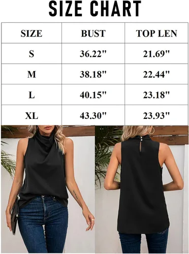 Vista 5 de LOLONG Blusas de gasa sin mangas con cuello alto para mujer, estilo halter, blusas casuales de gasa