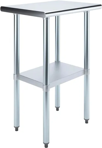 Vista 45 de Mesa de trabajo de acero inoxidable, mesa de metal