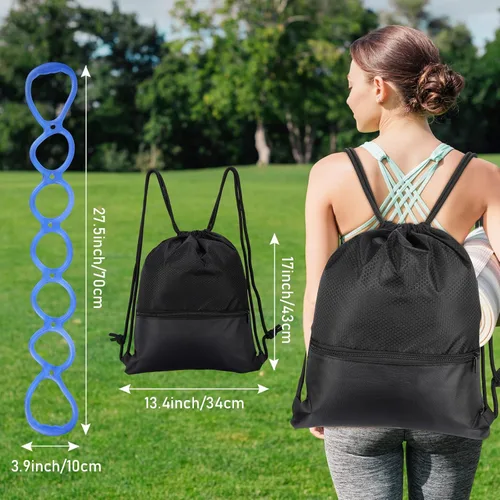 Vista 2 de Zomiboo 5 unidades de 7 anillos de resistencia para ejercicio, banda elástica de resistencia con bolsa de mochila con cordón, portátil, TPR