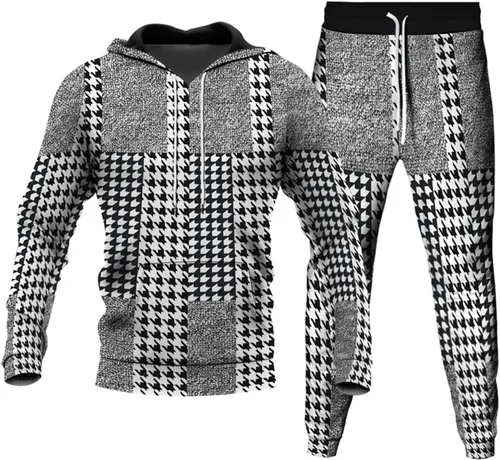 Vista 3 de Conjunto deportivo de 2 piezas con capucha y pantalones deportivos para hombre, conjunto deportivo casual de manga larga