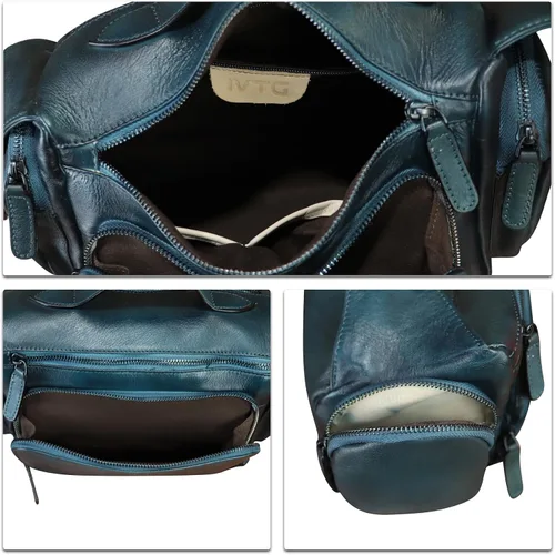 Vista 7 de IVTG Bolso de mensajero de cuero genuino para hombre, bolso cruzado para el hombro, mochila informal para el trabajo, negocios