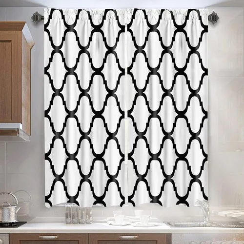 Vista 24 de Melodieux - Cortinas de bolsillo de moda marroquí para cocina, cafetería o baño, pequeñas ventanas