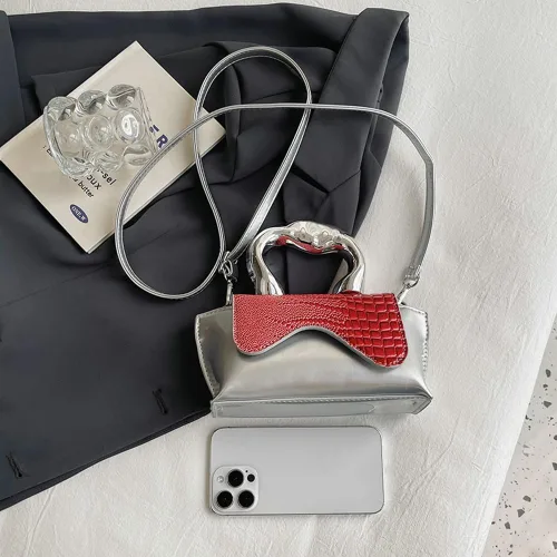 Vista 8 de Bolso pequeño de color plateado, bolsos cruzados, bolsos de noche Y2K, bolso de mano para mujer, bolsos de hombro, bolsa de mano para mujer 2023