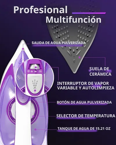 Vista 2 de OMAIGA Juego de plancha de vapor para el hogar, planchado eficiente, adecuado para todo tipo de prendas