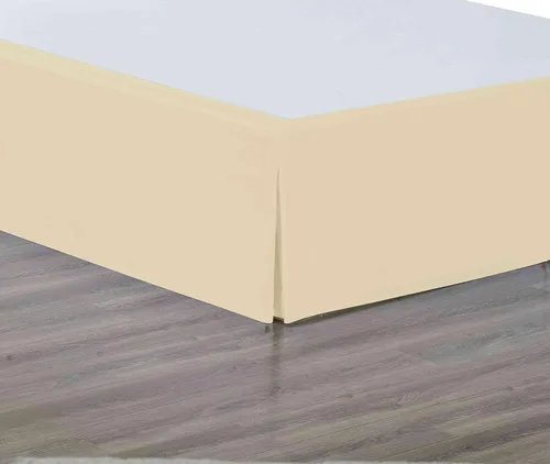 Vista 3 de Sheets & Beyond Falda de cama plisada de microfibra cepillada sólida súper suave de 14 pulgadas, con volantes (tamaño individual, beige)