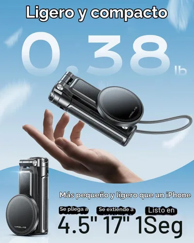 Vista 3 de 【Máximo 17"】 Mini trípode magnético MRGLAS Selfie Stick para iPhone Negro