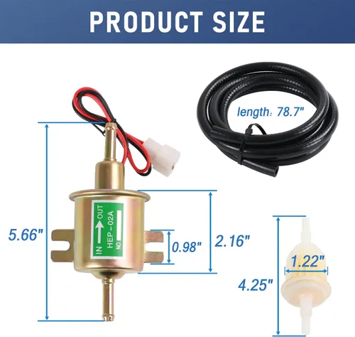 Vista 9 de Kit de bomba de combustible eléctrica universal de 12V, 3-6 PSI, baja presión con filtros de combustible, 10 abrazaderas de manguera, 6.56 pies